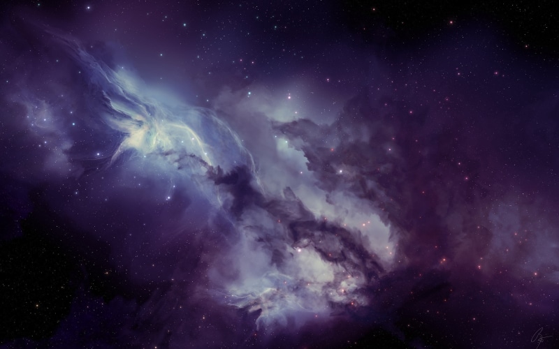 tranquil scene, tranquility, sky, star, space art, 2K, nebula, space, astronomy, outdoors, purple, beauty in nature, JoeyJazz, infinity, milky way, cloud - sky