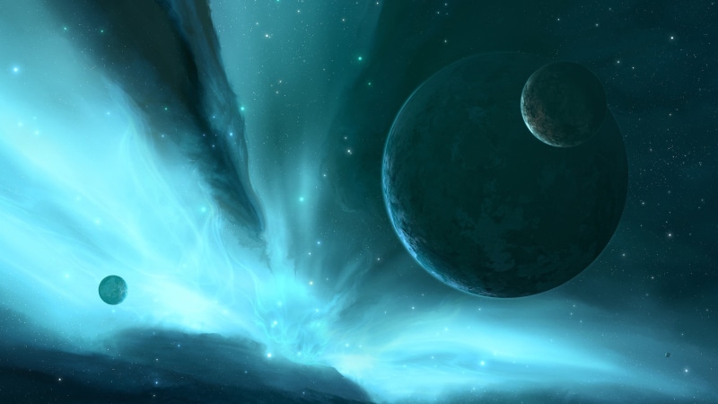 moon surface, space art, water, star - space, planet - space, no people, moon, sea, planetary moon, science, turquoise colored, beauty in nature, sphere