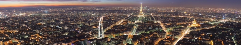 office building exterior, aerial view, Paris, building, outdoors, night, tower, Eiffel Tower, aerial, cityscape, skyscraper, illuminated, triple screen