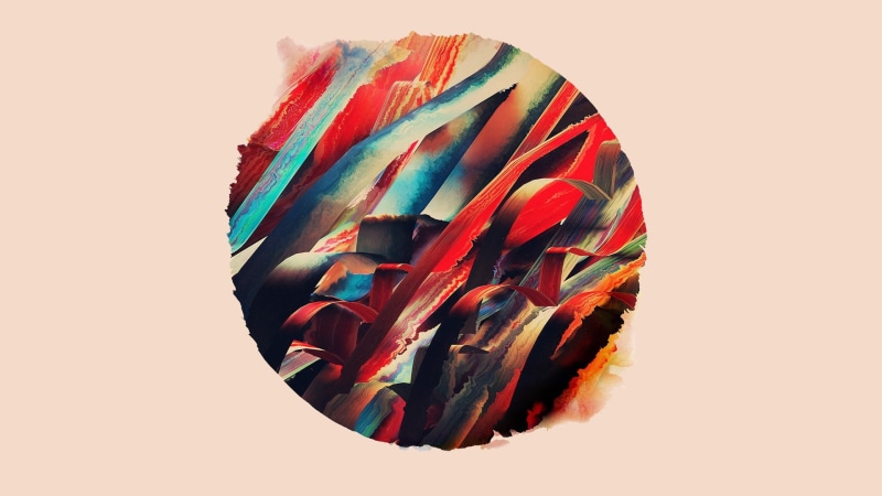 painting, background, simple, abstract, digital art, art, circle, white, colorful, simple background, red, digital, 1080P, blue, watercolor
