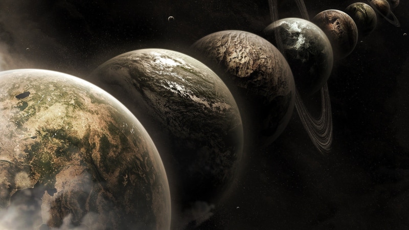 water, sea life, marine, universe, outdoors, digital art, space, environment, nature, planet, Moon, planets, 1080P, no people, sphere, black color, textured