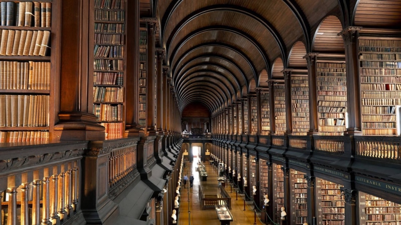 1080P, Dublin, Trinity College Library, shelves, library, books