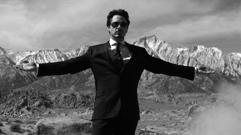1080P, Marvel Cinematic Universe, Robert Downey Jr., movies, Iron Man, Tony Stark, monochrome