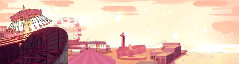 brightly lit, luxury, cartoon, multiple display, amusement park, nature, no people, sky, day, Steven Universe, sunlight, leisure activity, multi colored