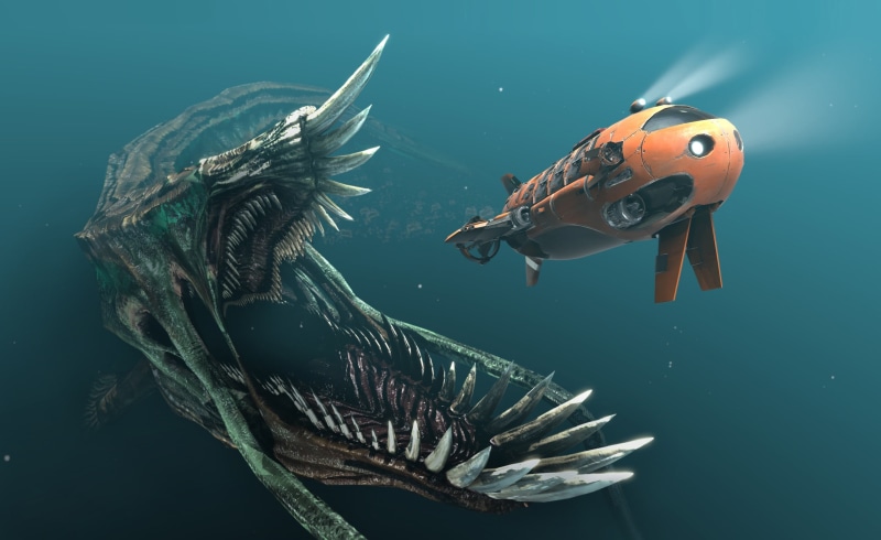 blue, drawing, orange, animals in the wild, fantasy art, animal wildlife, outdoors, submarine, nature, fish, underwater, animal themes, vertebrate, 2K