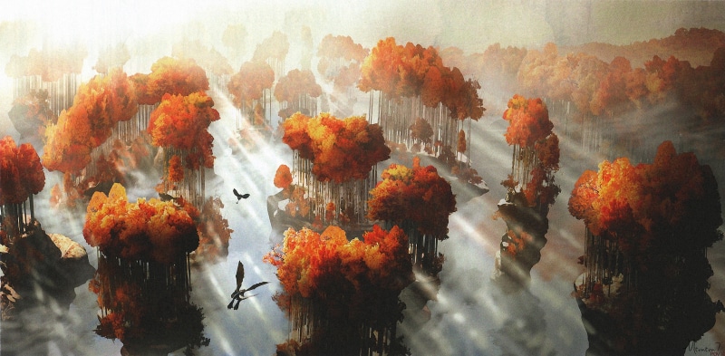beauty in nature, plant, sun rays, sunlight, outdoors, tranquility, orange color, day, autumn, vertebrate, scenics - nature, landscape, nature, animated movies