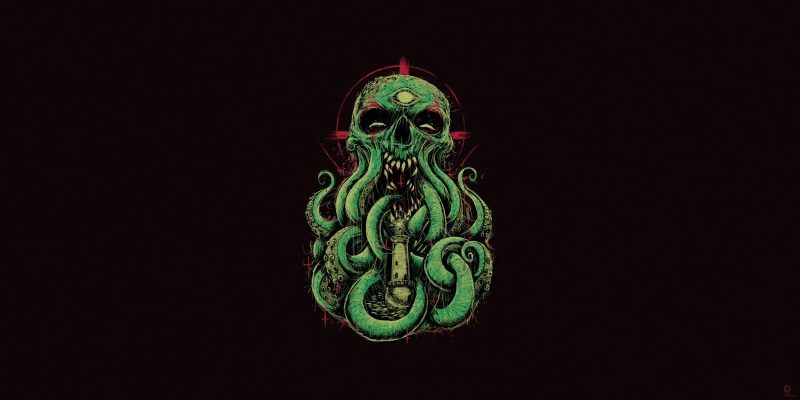 Cthulhu, 2K, creature, horror, artwork, simple background