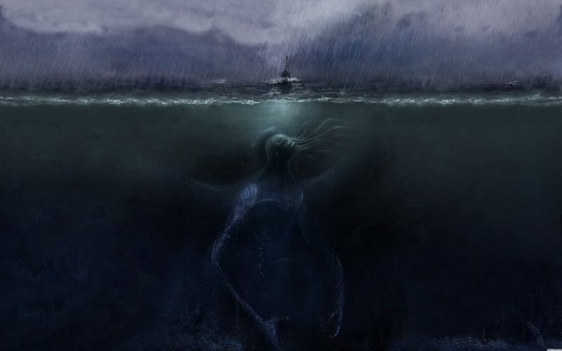 dark fantasy, Cthulhu, creature, fantasy art, underwater, 1080P