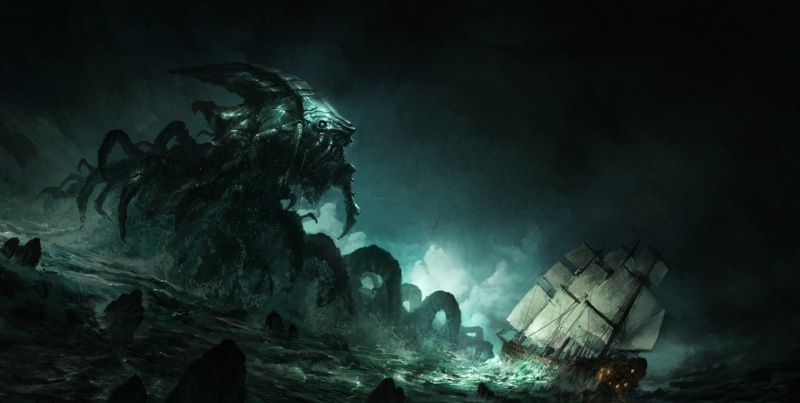 Sea Monster, illuminated, 1080P, Creature, motion, cave, night, environment, nature, Sea, rock formation, beauty in nature, no people, Monster, rock, Fantasy
