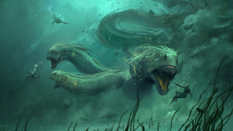 Creature, Warrior, 1080P, Underwater, Fantasy, Sea Monster, Battle