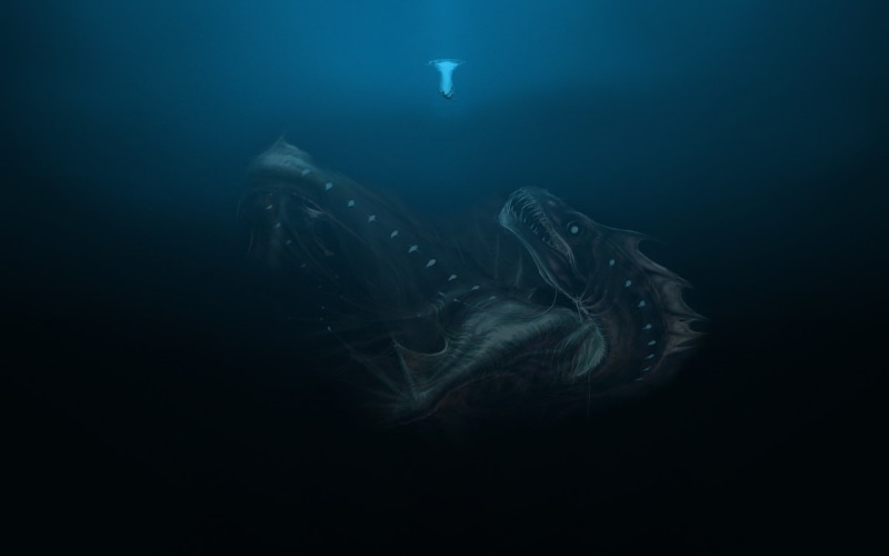 sea monsters, fantasy art, creature, deep sea, underwater, 1080P