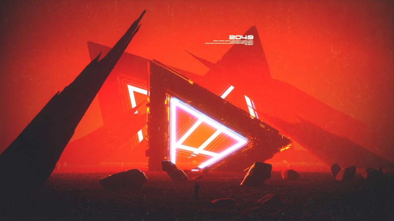 Concept Art, Art, Background, 2049, Car, Blade Runner 2049, Trey Trimble, Cars, Rendering, Neon, 1080P, Red, by Trey Trimble