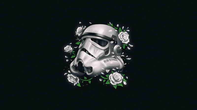 Helmet, Phantom of the Empire Trooper, Roses, by Vincenttrinidad, Flowers, Vincent Trinidad, 1080P, Empire, Background, Star Wars, Stormtrooper, Minimalism