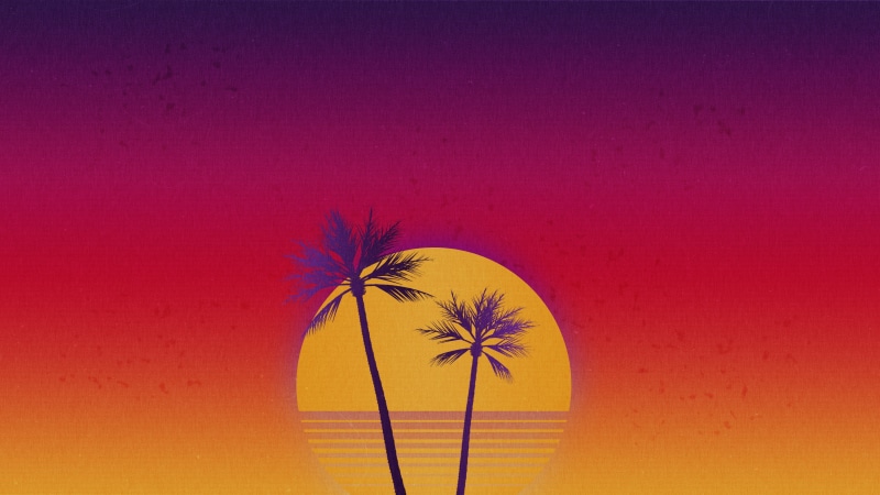 Palm trees, New Retro Wave, 80s, Sintav, Style, 80s, Illustration, Retrouve, The sun, Futuresynth, Outrun, Synth, Retrowave, Synthwave, Background, Music
