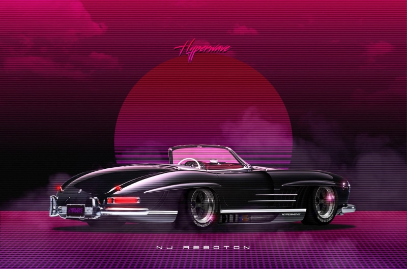 Outrun, Mercedes-Benz, Mercedes-Benz 300SL, Roadster, Hyperwave, Music, Sintav, Mercedes-Benz 300SL Roadster, Synth, Mercedes, New Retro Wave, 80s, NJ Reboton