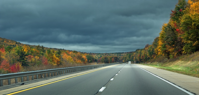 yellow, overcast, empty, 5K, concrete road, outdoors, Appalachian Mountains, Interstate 80, I-80, asphalt, Pennsylvania, Open, Lanes, road, rural Scene