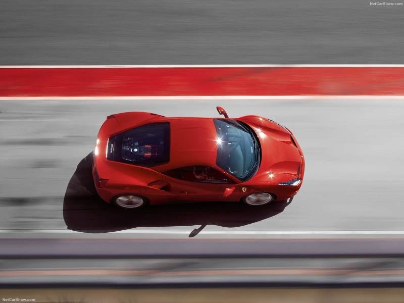 Ferrari 488 GTB, motion, speed, city, blurred motion, no people, red, street, transportation, on the move, day, red cars, high angle view, Ferrari, motor vehicle