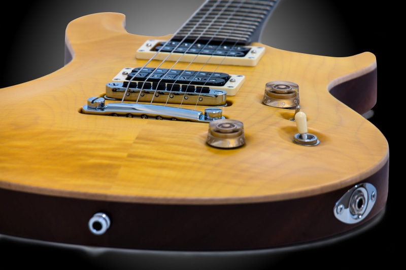 close-up, wooden, guitar, electric guitar, still life, brown, wood - material, musical instrument, indoors, electric, no people, switch, equipment, metal