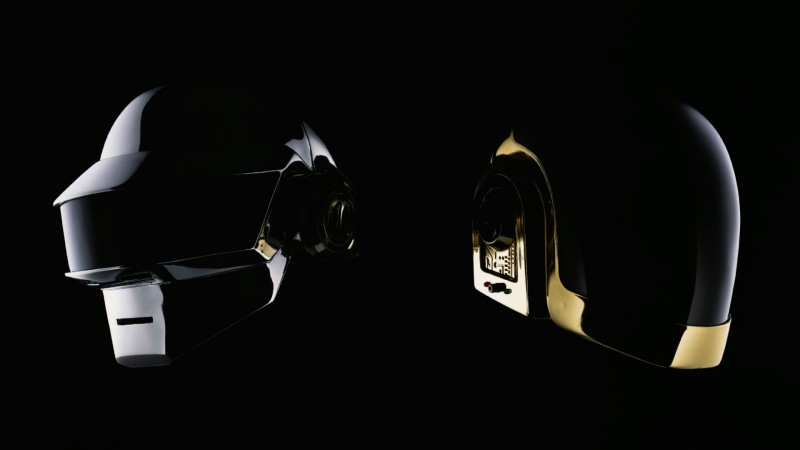 Daft Punk, music, helmet, 1080P, black background