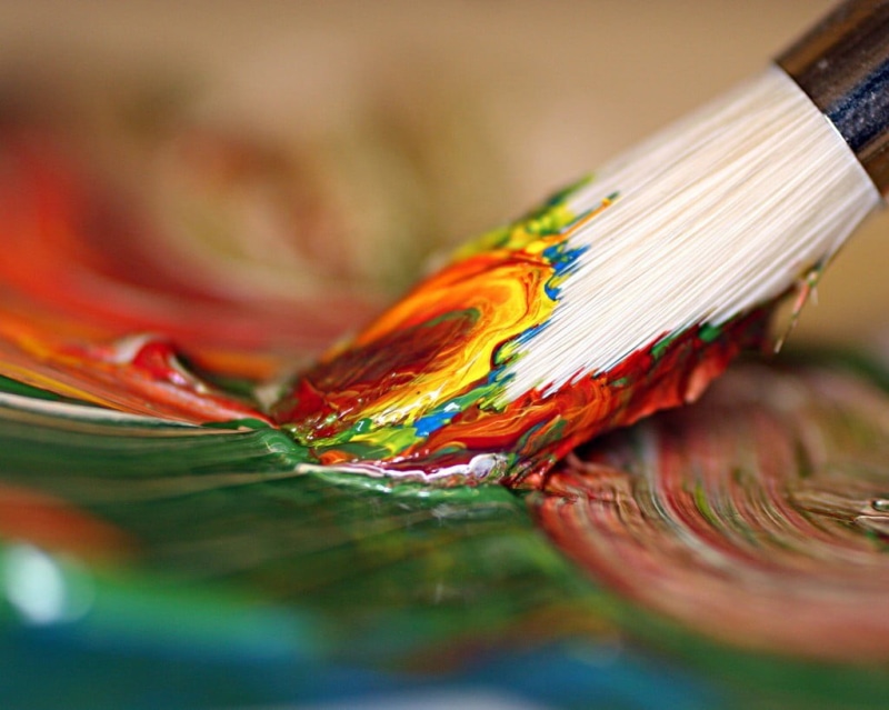 variation, photography, yellow, blue, selective focus, pattern, dipped, backgrounds, depth of field, paintbrushes, extreme close-up, multicolored, colorful