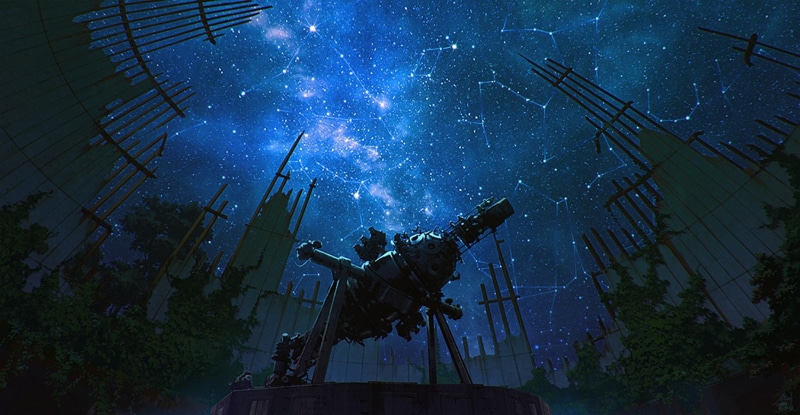 Observatory, Night, Fantasy, 720P, Galaxy, Anime, Telescope, Stars, Original