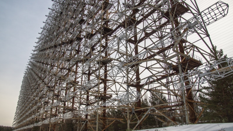 building, outdoors, structure, oth, ussr, duga complex, low angle view, ukraine, exclusion zone, soviet, network, military, powerful, built structure, duga