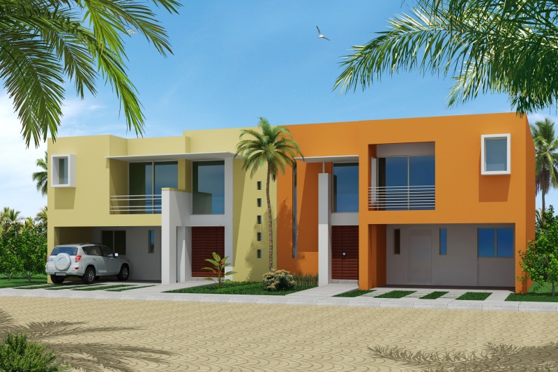 car, architecture, vray, palm tree, render, building, 4K, motor vehicle, tree, modern, no people, plant, house, 3d modeling, model, building exterior