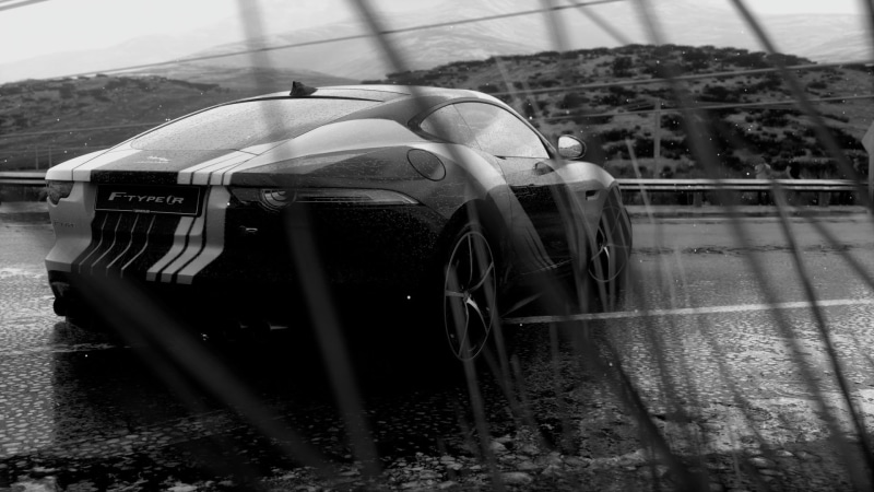 1080P, Driveclub, monochrome, car, Jaguar F Type Coupe, Photorealism
