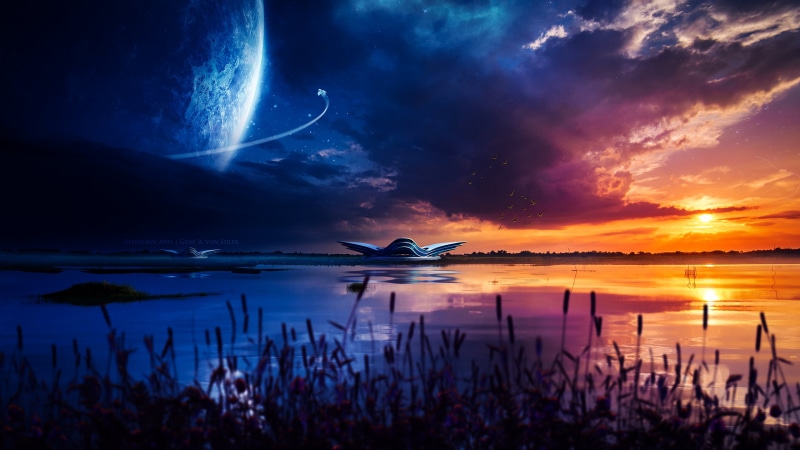 waterscape, fantasy art, Ellysiumn, digital art, concept art, 2K