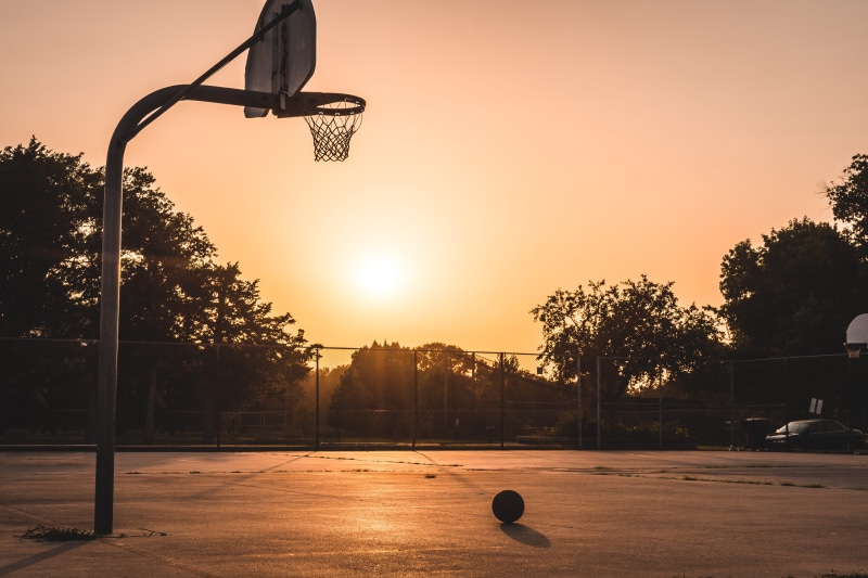 hoop, sky, competition, basketball, sunset, net - sports equipment, ball, lincoln, spalding, basketball - ball, vibes, plant, orange, nature, wilson, net