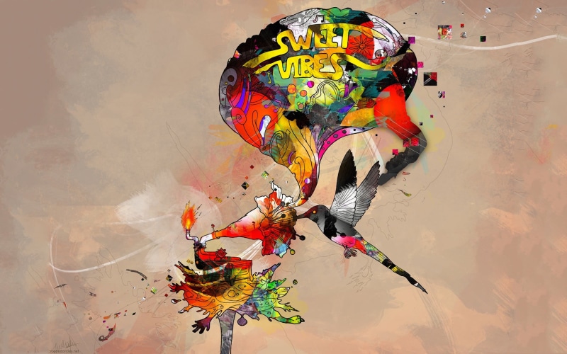 craft, indoors, nature, psychedelic, water, art, creativity, multi colored, arts culture and entertainment, paint, one person, 1080P, large group of objects