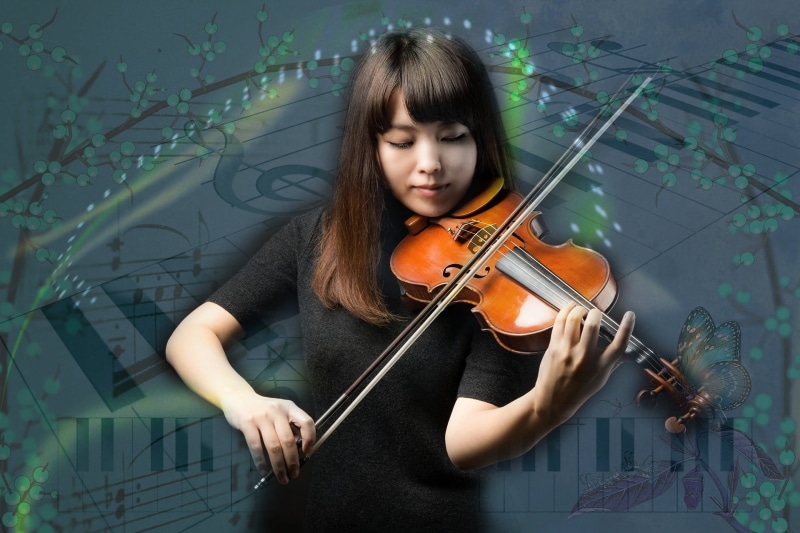 string instrument, women, playing, musical equipment, holding, note, long hair, musician, young women, artist, classical Music, 1080P, hair, musical Instrument