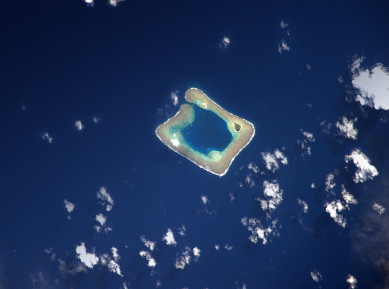 sea life, Island, blue, blue background, single object, Square, no people, atoll, Pacific, low angle view, 4K, sea, Reef, cloud - sky, marine, animal