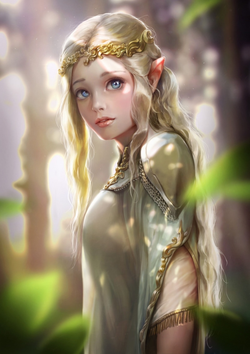 2K, girl, beautiful, salt, artstation, elf, fantasy, bluish, original, art