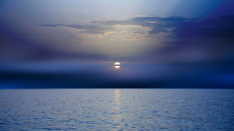 blue sky, outdoors, water, full moon, cloud - sky, moon, rippled, horizon over water, morning, astronomy, calm, tranquility, sunrise, cloud, beauty in nature