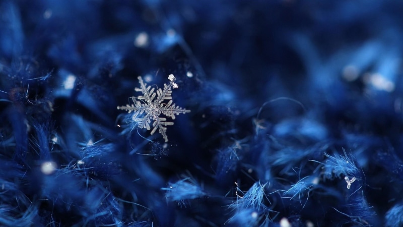 winter, macro, texture, 1080P, christmas, bluish, snowflake, close up, ice crystal, crystal, snow, ice, blue