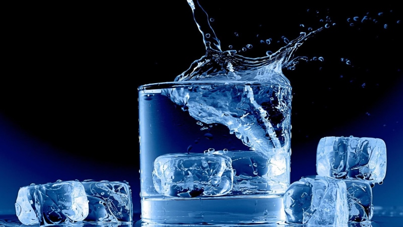 ice cubes, ice, water, splash, 1080P, water drops, bluish, glass