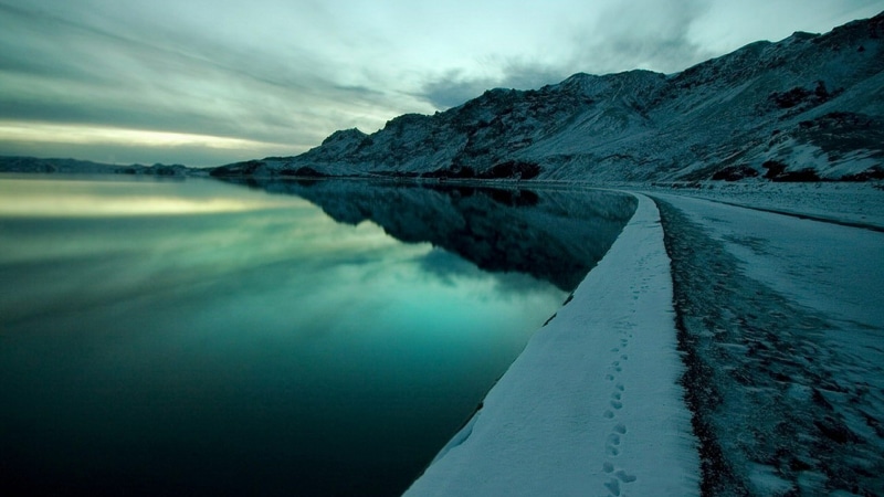 calm, landscape, mountain, water, beauty in nature, lake, cold temperature, reflection, lagoon, sea, ice, tranquility, bluish, scenics - nature, no people
