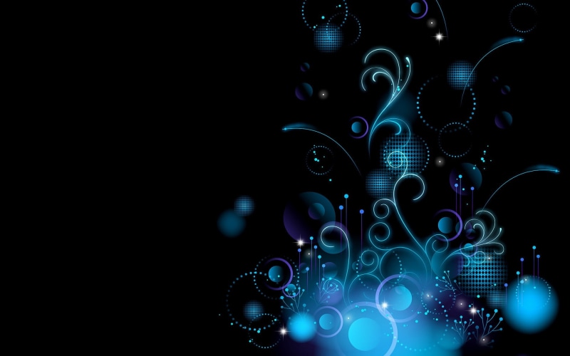 bluish, 1080P, floral, circles, illustration, abstract, blue, design