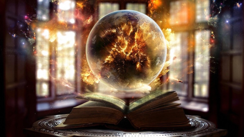 night, fantasy art, world, gold colored, mystical, digital composite, 1080P, transparent, book, indoors, no people, reflection, still life, imagination