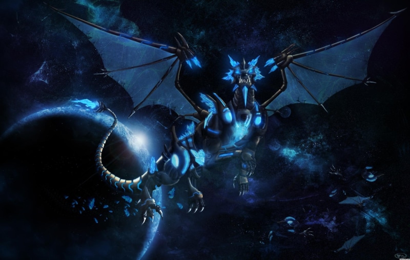 space, frost, blue, wyrm, 1080P, 3d and abstract, dragons, dragon, aliens, worlds