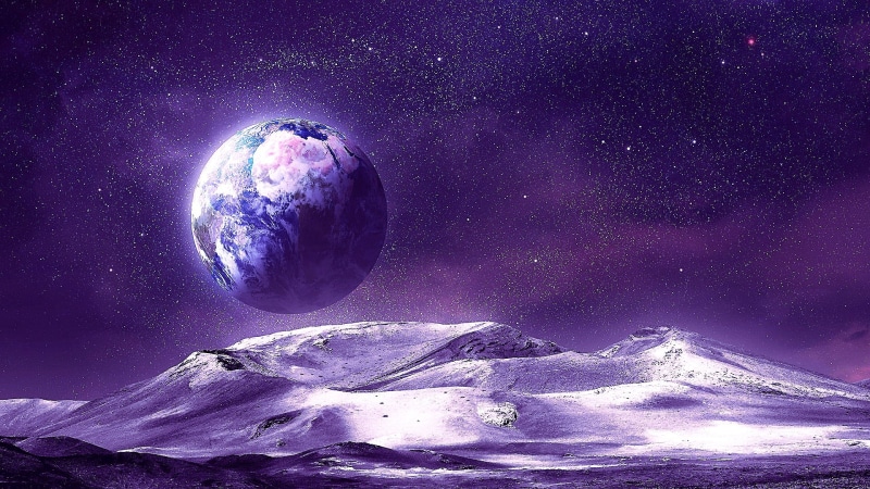 alien landscape, fantasy art, starry sky, earth, earthlike, 1080P, stars, planet, space, world, universe, space art, purple, fantasy landscape, starry