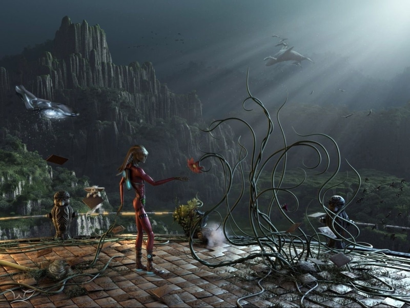 dark, abstract, hd, fantasy, alien, 720P, aliens, art, Being, world, Alien World, Extraterrestrial