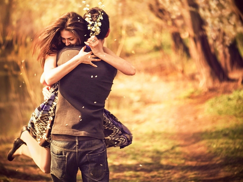 hairstyle, portrait, hugging, couple, gray, teenager, beautiful people, fashion, petals, nature, young adult, adult, young women, shirt, smiling, females