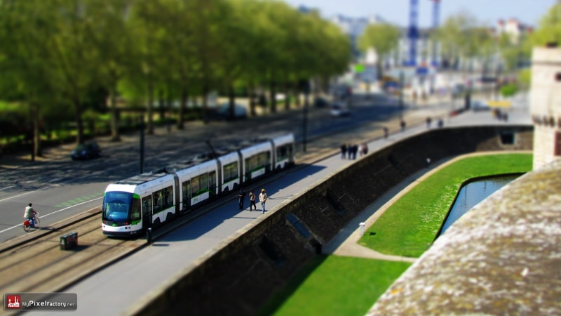 train, cable Car, car, speed, day, tilt-shift, transportation, public Transportation, white, people Traveling, travel, focus, architecture, commuter, Nantes