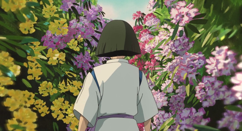 flower, nature, 1080P, day, one person, leisure activity, standing, vulnerability, lifestyles, pink color, outdoors, plant, spirited away, freshness, rear view