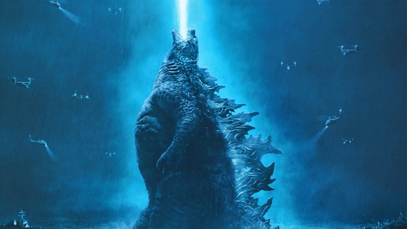 Godzilla: King of the Monsters, Godzilla, artwork, blue, creature, movies, 2019 (Year), cyan, 4K