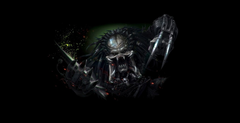 science fiction, 1080P, simple background, predator (creature), artwork, horror
