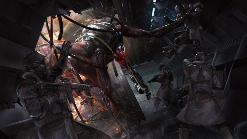 creature, gun, futuristic, science fiction, 1080P, artwork, soldier, digital art