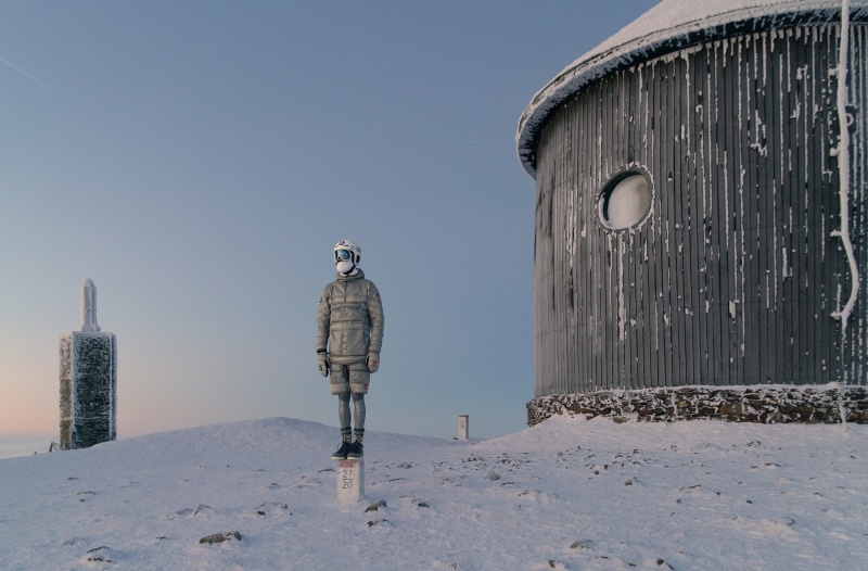 outdoors, anomaly, Mountains, keepingwarm, PAJAKSPORT, person, Outfit, cosmiclikelandscape, lifestyles, Space, real people, Snow, conceptual, clear sky